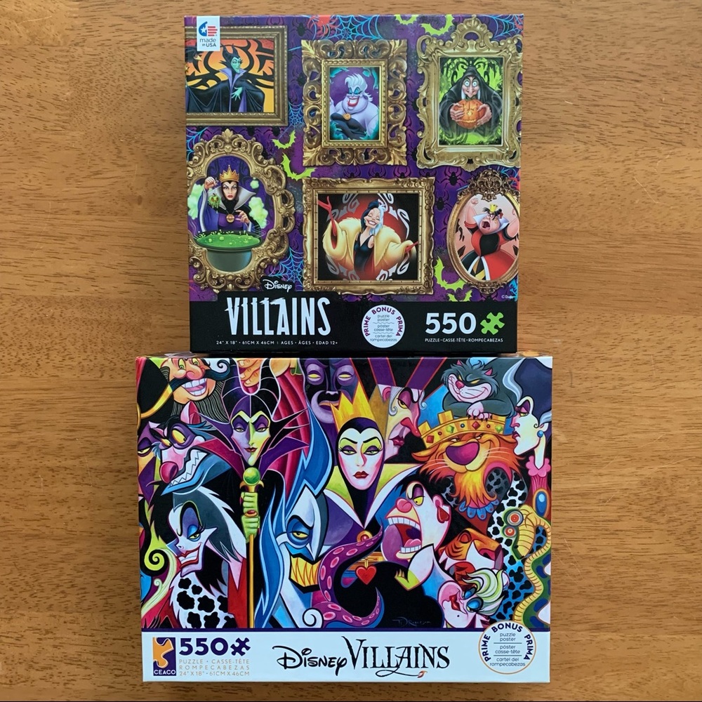 Two Ceaco Disney Villains Puzzles-Disney Villains and Disney Villains Framed
